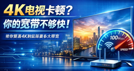 4K电视卡顿?你的宽带不够快!带你算清4K到底需要多大带宽