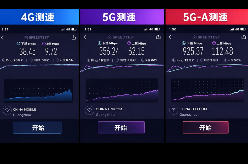 5G-A网速到底有多快？实测对比4G和5G