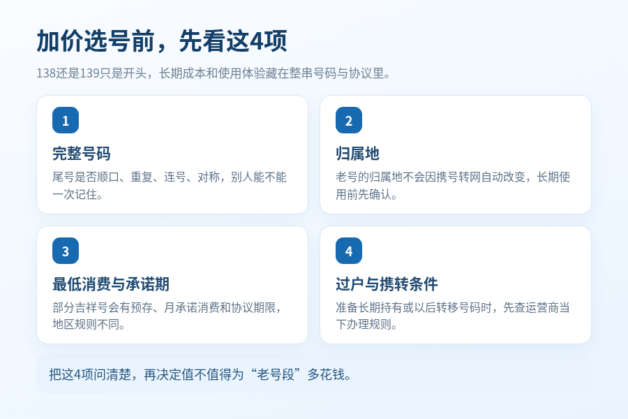 加价选号前需要检查的四项内容