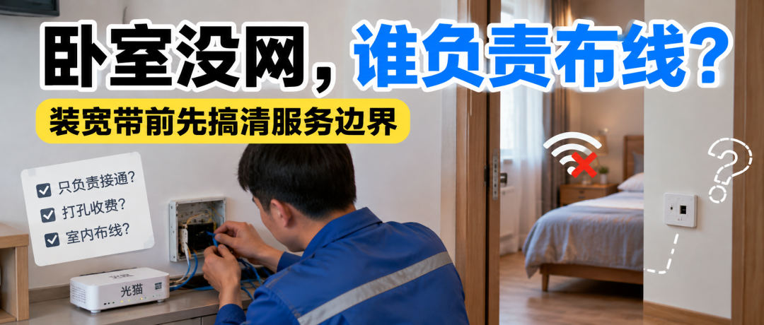 装宽带师傅会把卧室网线一起拉好吗？打孔、布线这些到底谁负责
